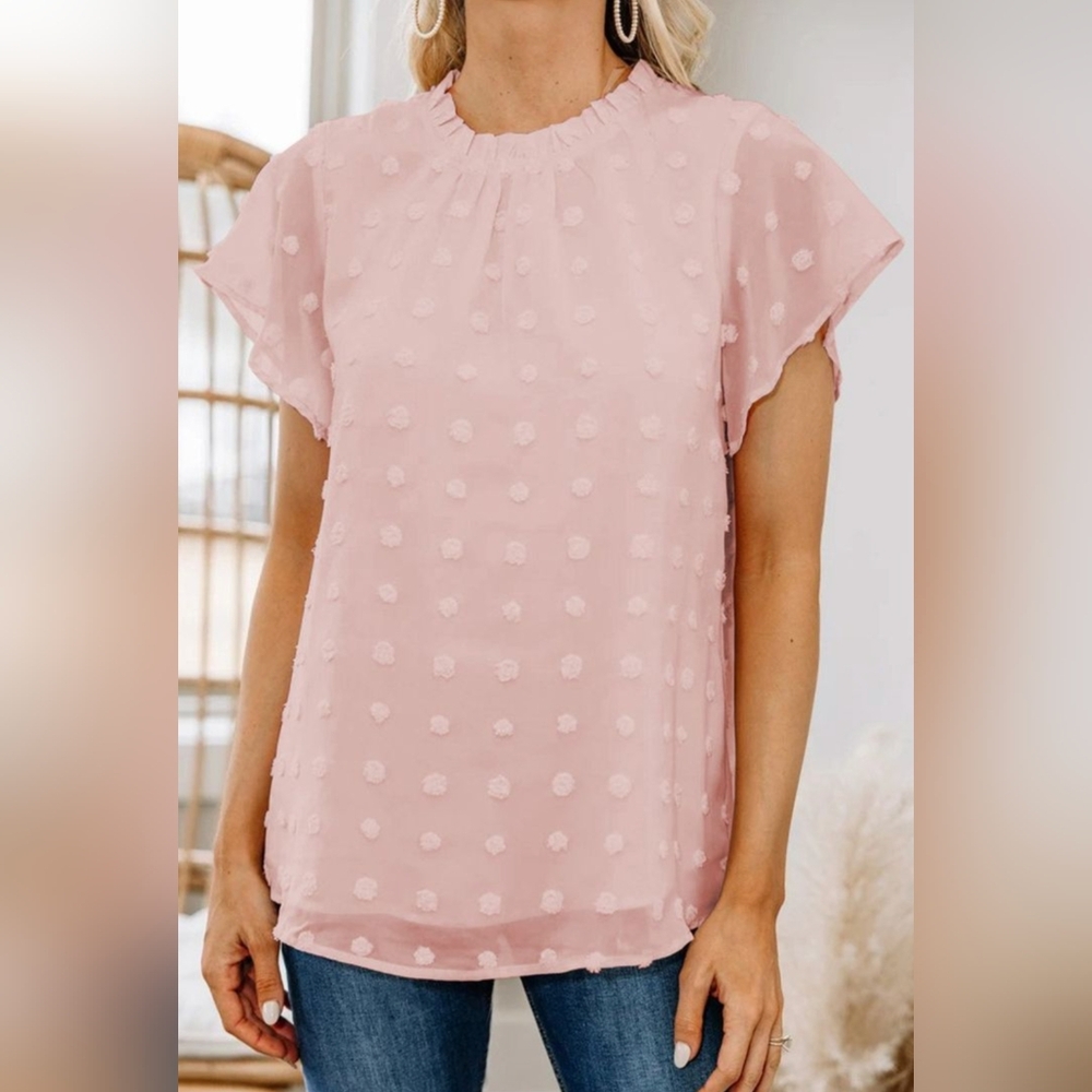 🎁 Bundle Only! 🎁 SheIn Light Pink Swiss Dot Blouse - Large